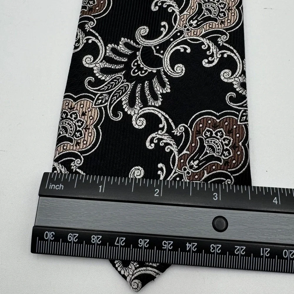 Jos. A. Bank Signature Collection‎ Silk Necktie Paisley Floral Mens Black Silver